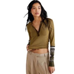 We The Free Olive Green Thermal Top with Brown Trim

Mikah Layering Thermal Cuff